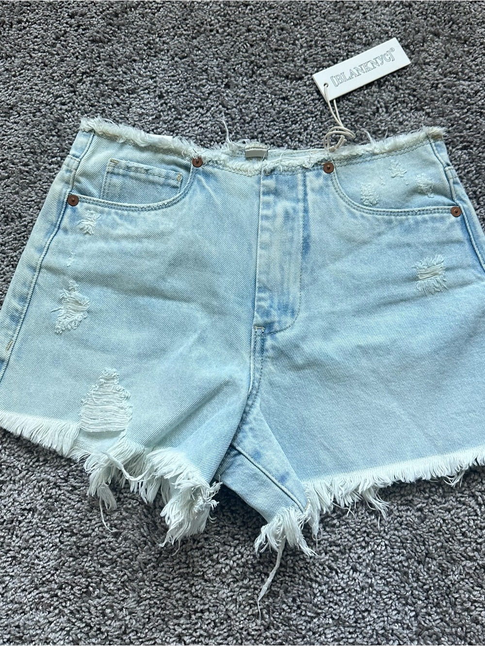 Blank NYC Light Blue Distressed Denim Cutoff Shorts